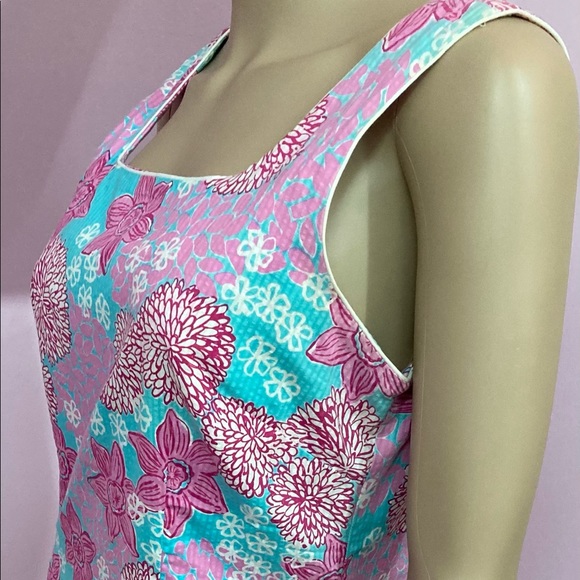 Vintage 90s Lilly Pulitzer Blue Dolphin Firecracker Print Shift Dress. Size 4 - Picture 5 of 7